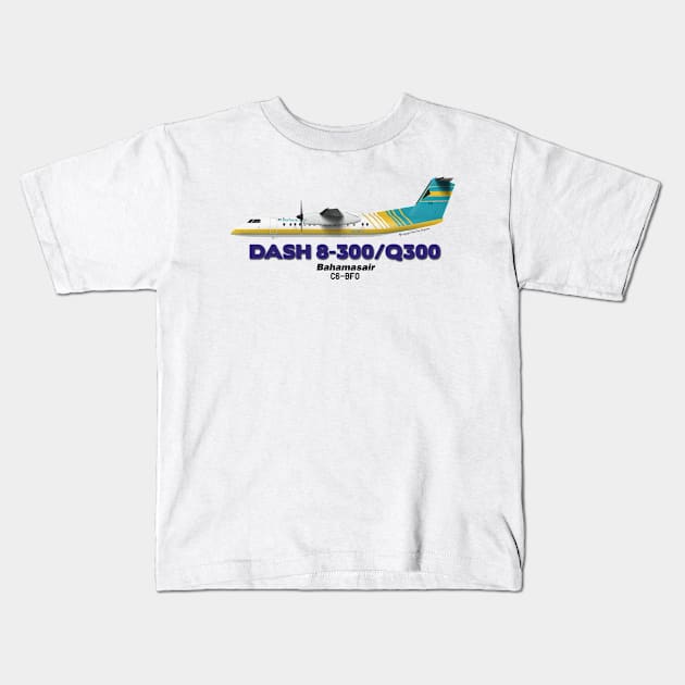 DeHavilland Canada Dash 8-300/Q300 - Bahamasair Kids T-Shirt by TheArtofFlying